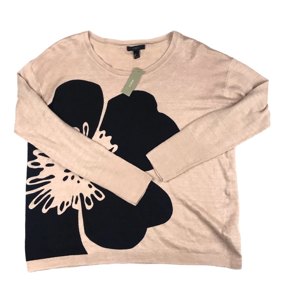 J Crew Linen abstract flower sweater